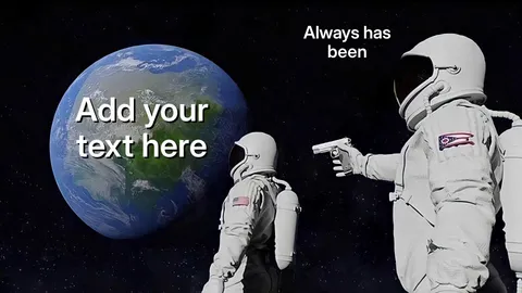 Two astronauts in space, one pointing a gun at the other, with Earth in the background.