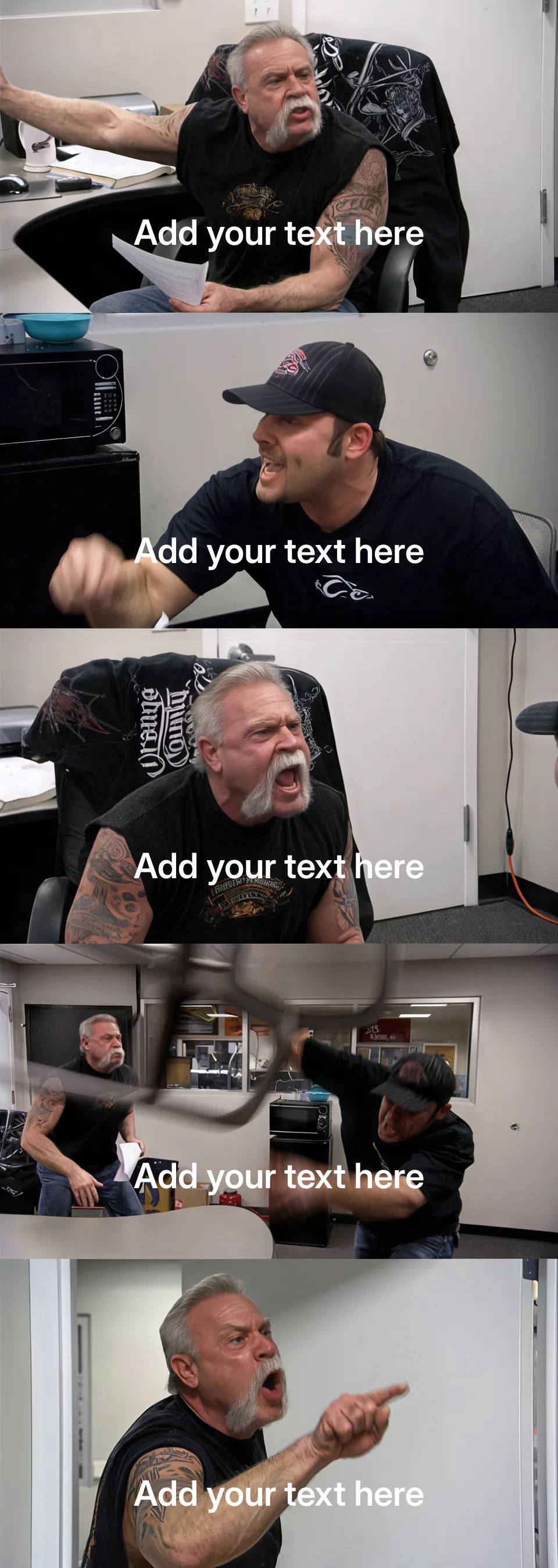 Two men in a heated argument in an office setting.