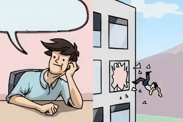 Cartoon of a boardroom meeting with a person being thrown out of a window.