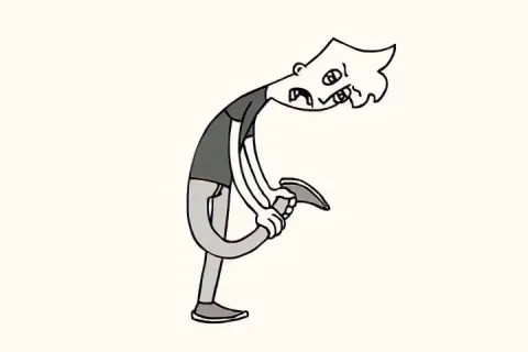 Cartoon character looking at shoe with text 'Ew, I stepped in shit.'