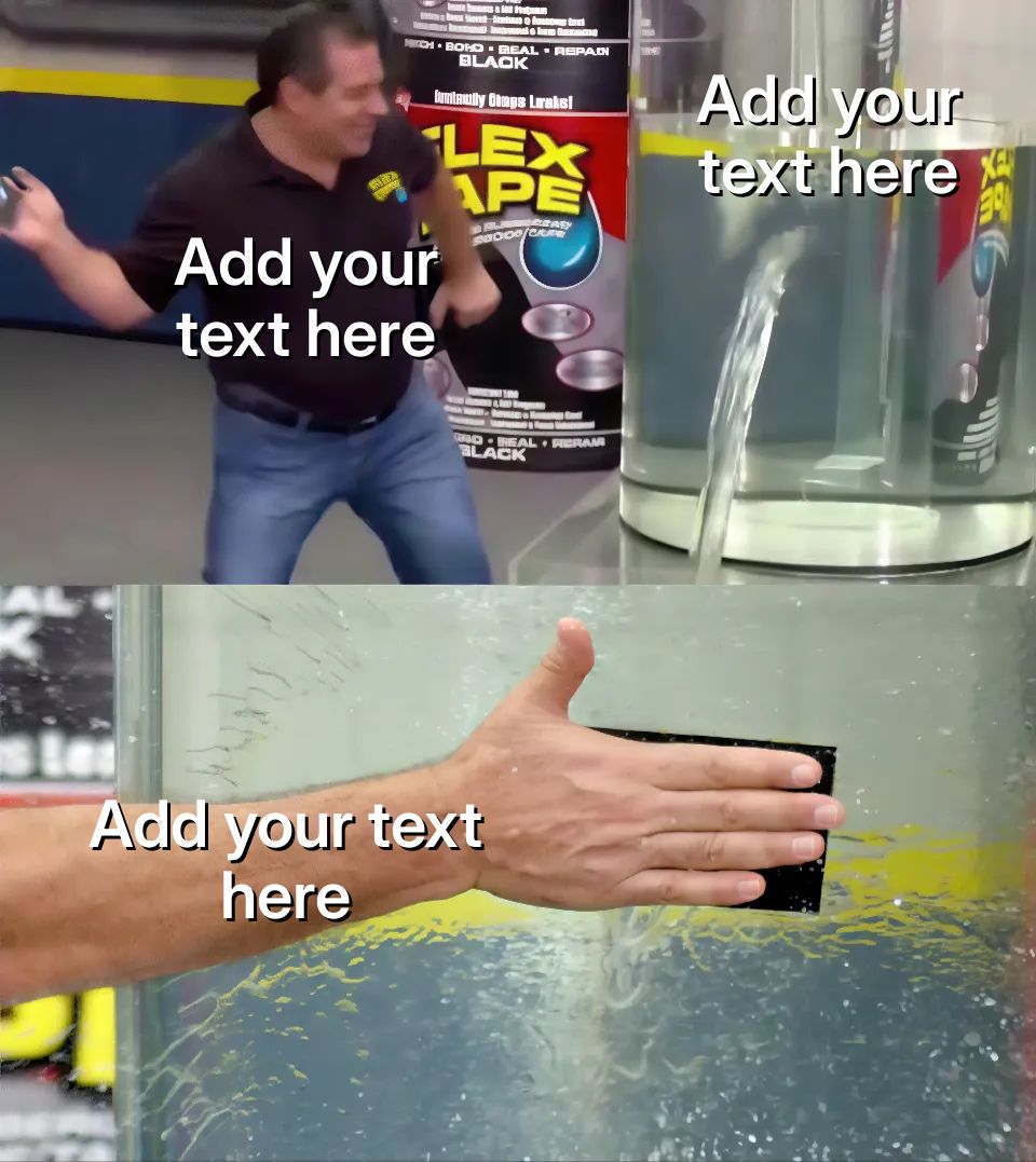 Man applying tape to a leaking tank with water flowing out