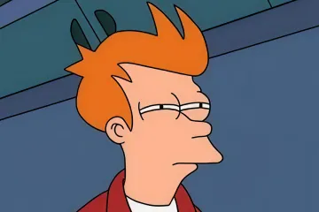 Animated character with orange hair squinting in confusion.
