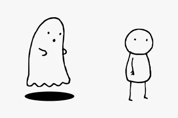 Four-panel comic of a ghost trying to scare a person, who eventually screams.