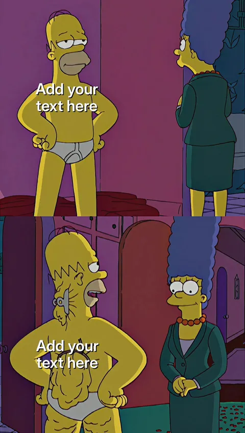 Homer Simpson showing back fat to Marge in a humorous scene.