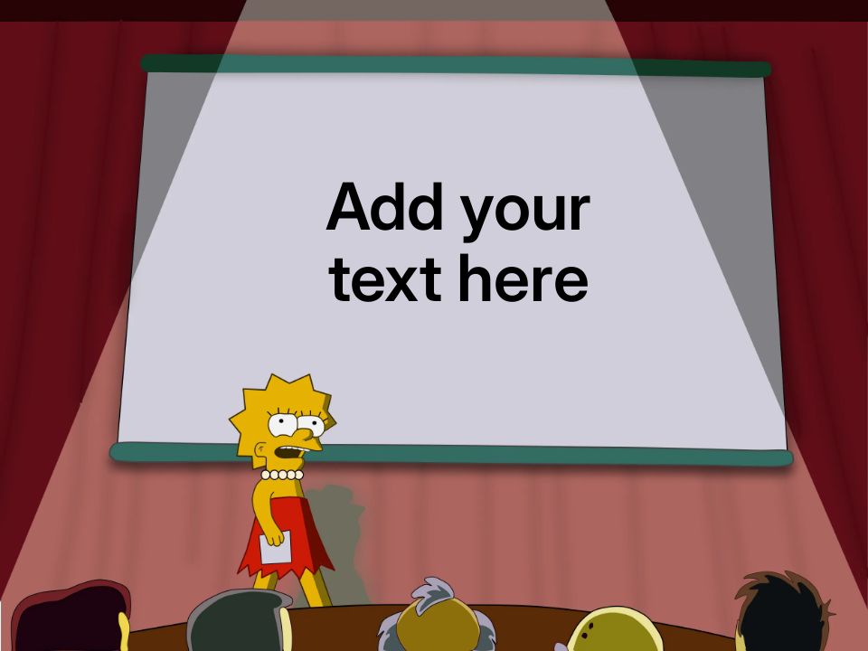 Lisa Simpson giving a presentation on a blank screen in a classroom setting.