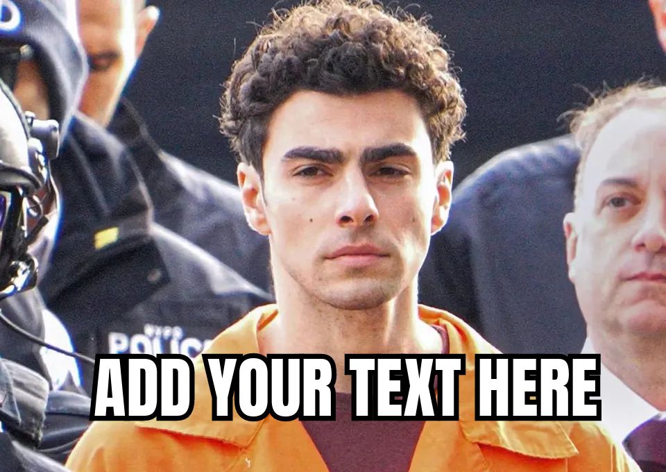 A young man with curly hair, wearing an orange jumpsuit, escorted by law enforcement officers.