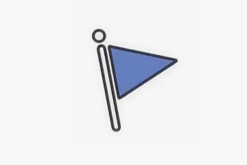 A simple graphic of a blue flag icon on a white background.