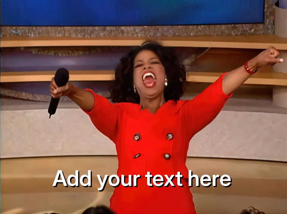 Oprah Winfrey enthusiastically giving away gifts on her show.