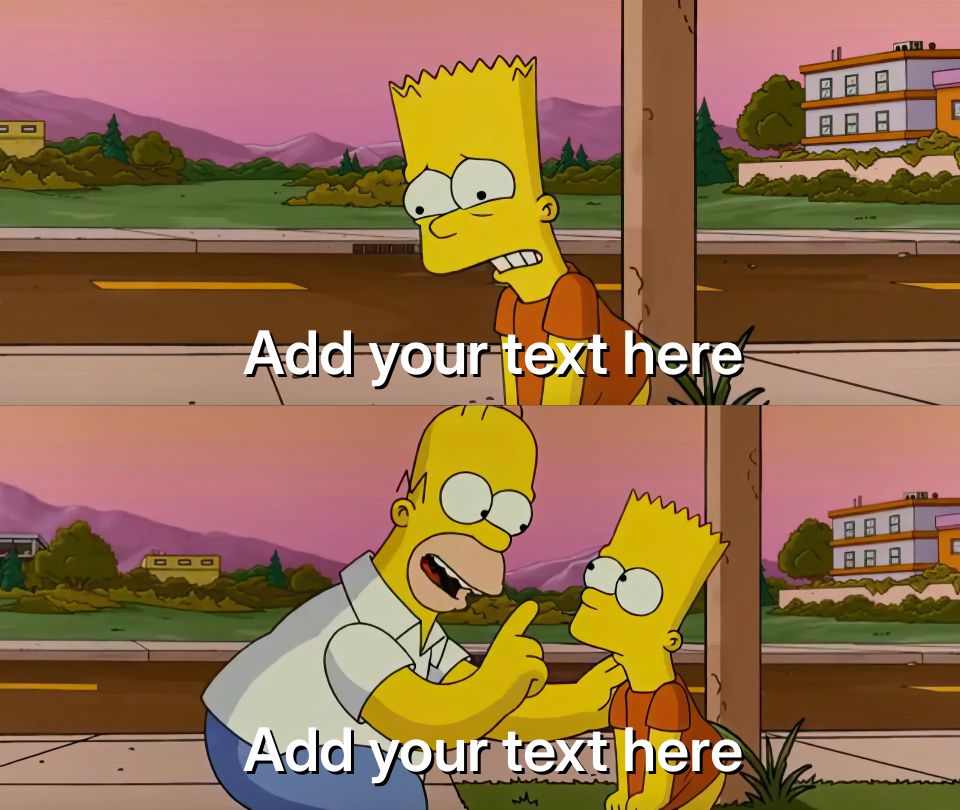 Bart Simpson looking worried as Homer Simpson talks to him outside.