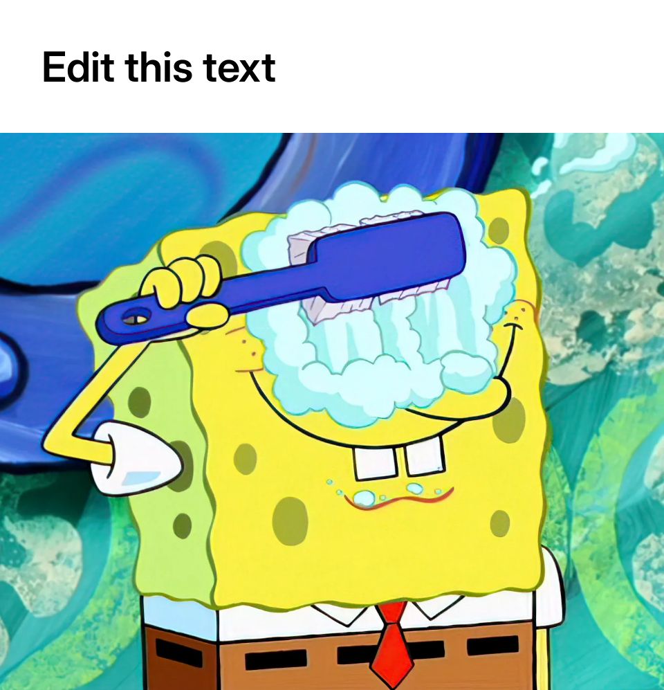 SpongeBob SquarePants brushing his eyes with a toothbrush and soap bubbles.