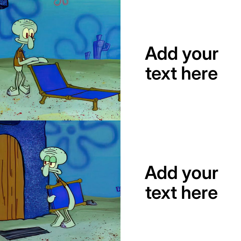 Squidward Tentacles folding a chair in a scene from SpongeBob SquarePants.