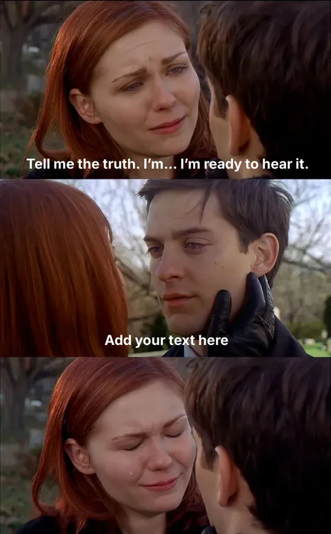 A woman crying while talking to a man in a dramatic scene from a movie.