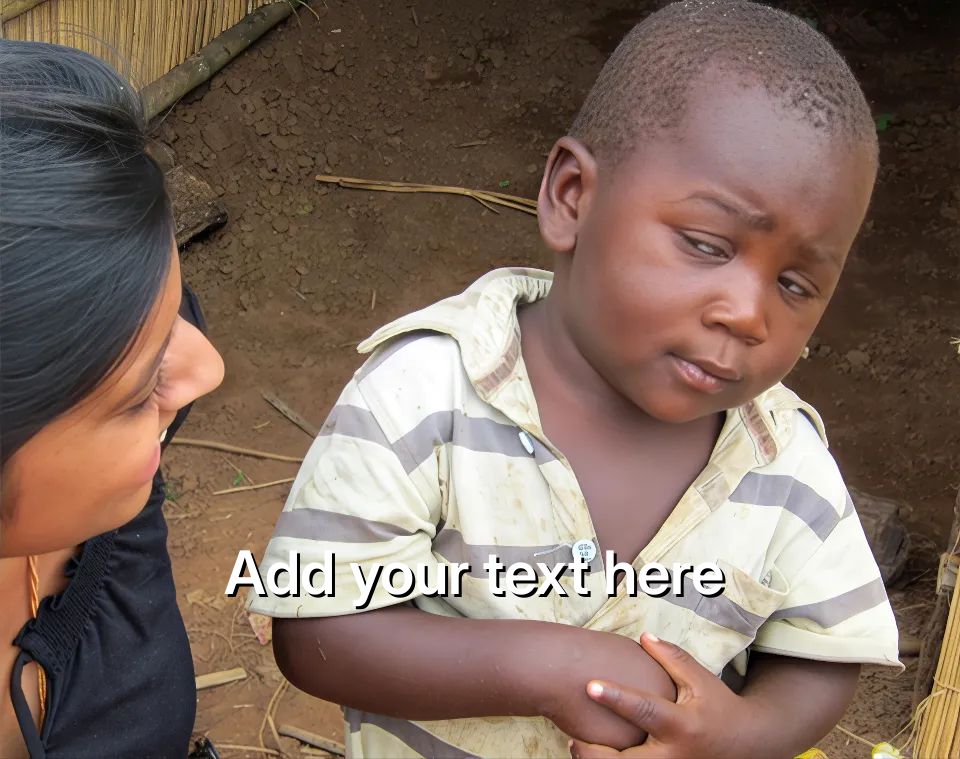 A young boy with a skeptical expression looking at a woman in a rural setting.
