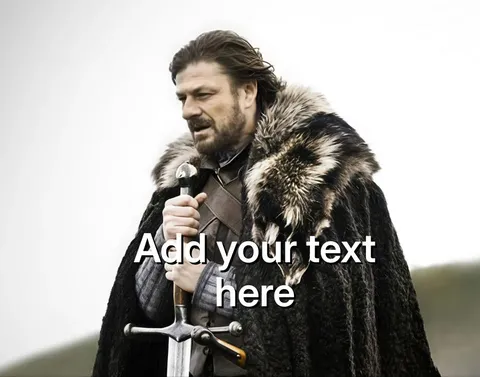 Ned Stark from Game of Thrones holding a sword, wearing a fur cloak.