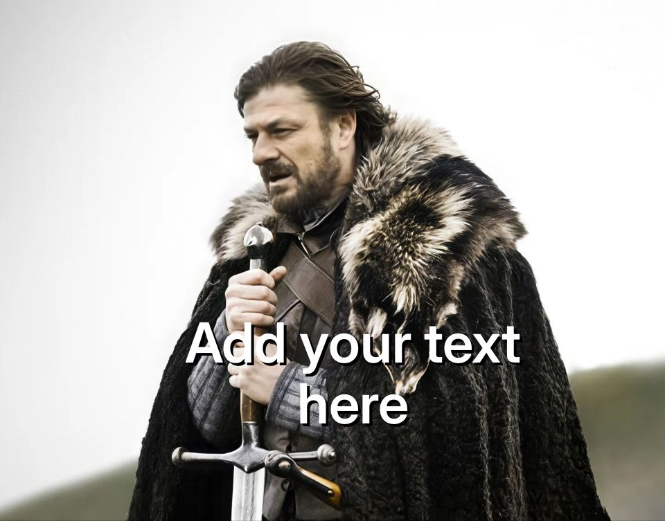 Ned Stark from Game of Thrones holding a sword, wearing a fur cloak.